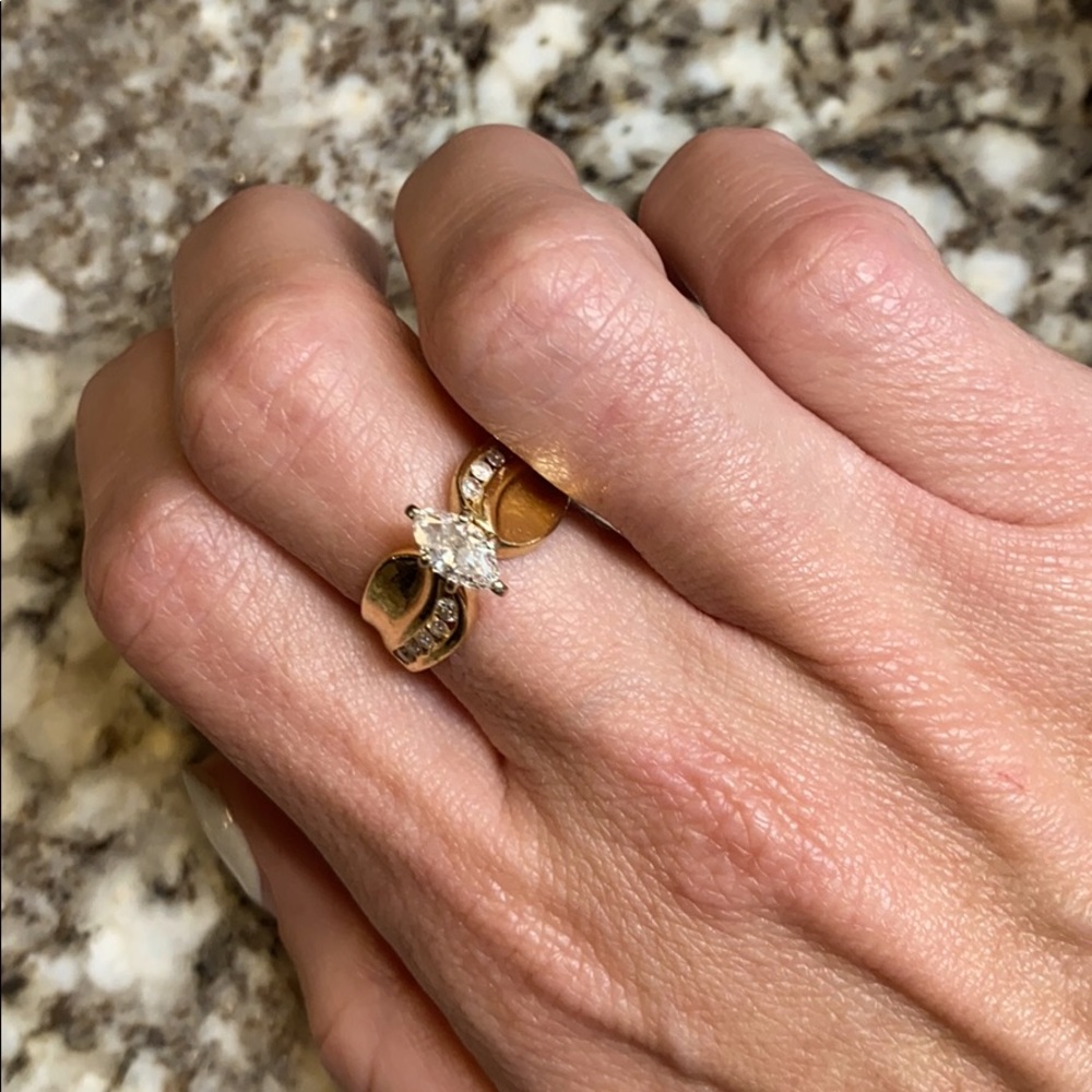 REDUCED- 14K marquise diamond ring